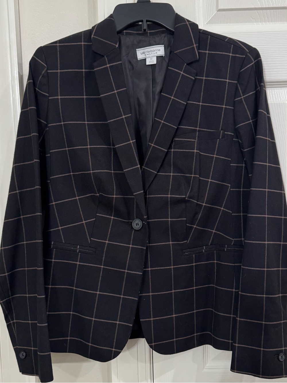 Liz Claiborne Black Blazer with Brown Windowpane